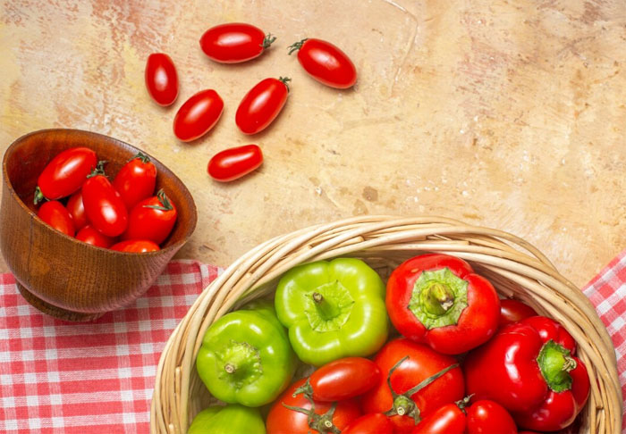 Tomatoes and peppers