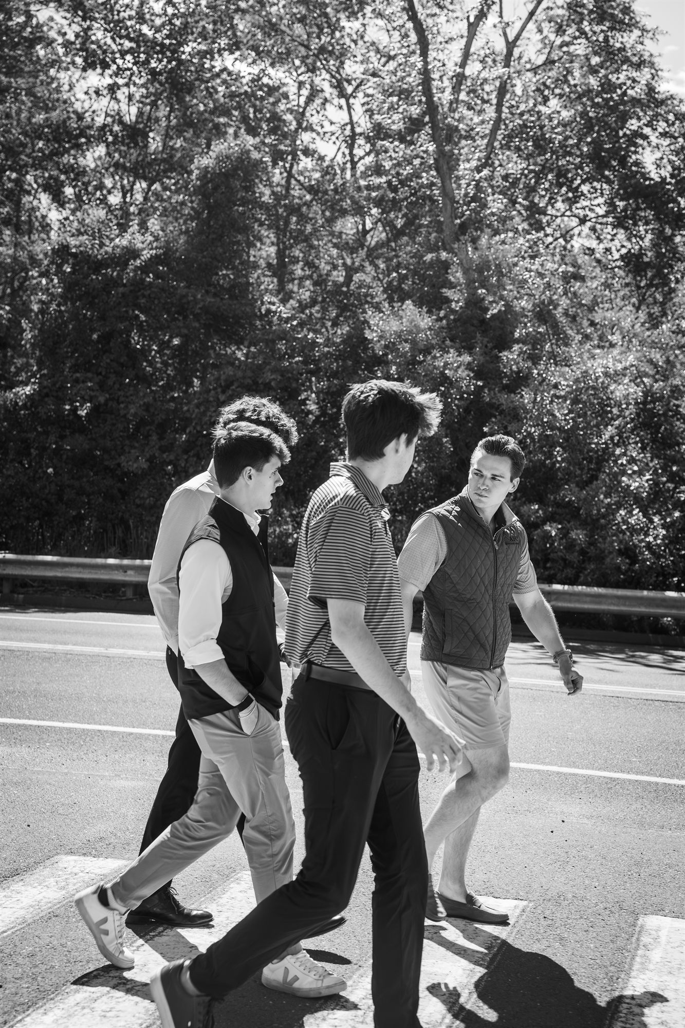 AFC interns crossing Main Street in Monroe