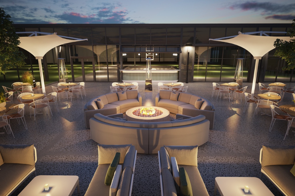 La terrasse en soirée autour du feu