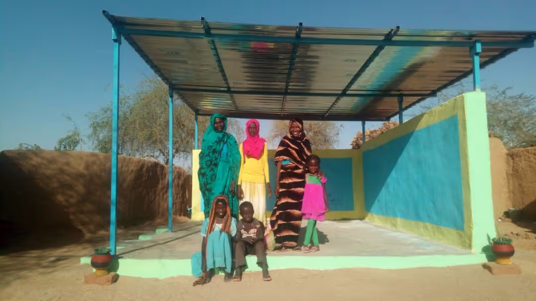 Little Ripples in-home centre with host family members and a teacher, in camp Mile, eastern Chad. Taken and sent by a refugee team member. May 2018