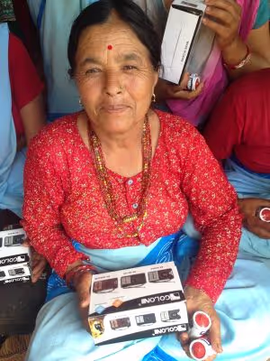 Nepalese women with a radio