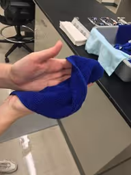 Photo Credit: C. Anderson. Handwashing method example with Supertowel.