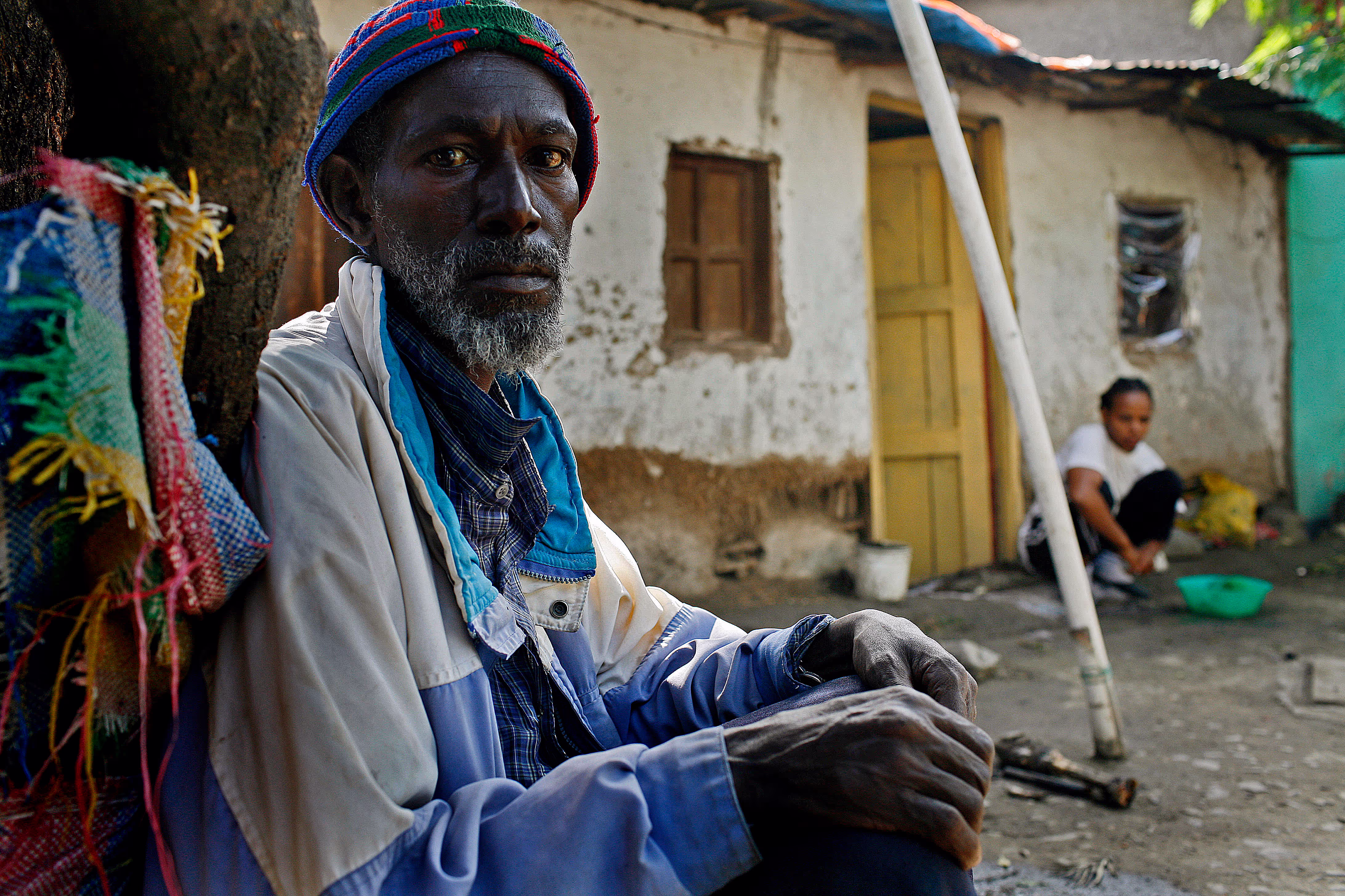 Ashagre ademso is 65 years old and has HIV. He has been abandoned by his family and lives alone in this one room in Awassa, Ethiopia on Monday, 5th May, 2008. Helpage International supports two local partner organisations in Awassa to assist elderly people who are either living with HIV or who have dependent grandchildren as a result of their parents dying from HIV.
