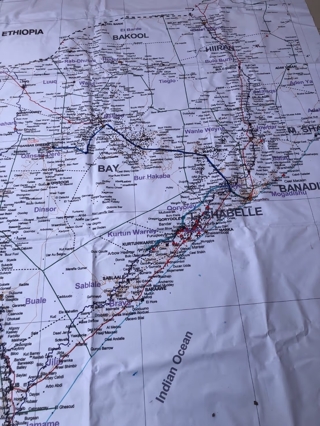 |A migration route map drawn by a member of the study team from an interview with a participant in the study