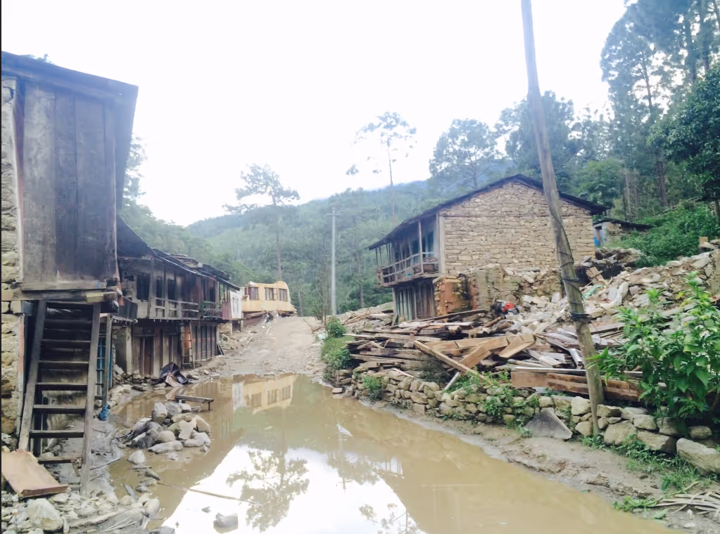 Landslide, main road, Dolakha, Nepal. August 2015. Photo by Suvekshya Arya 