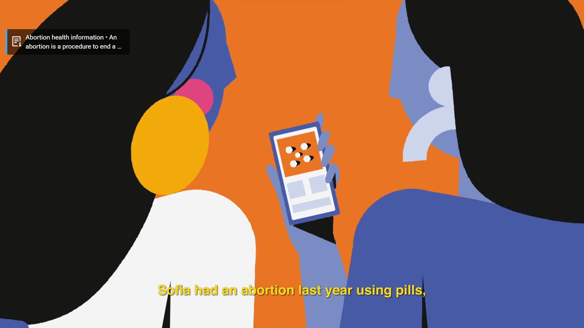 Screenshot from an educational video on self-managed abortion, ‘How to have an abortion with pills: Mina’s story’. Credit: Ipas