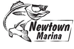 Logo with a stylized fish and the text Newtown Marina.