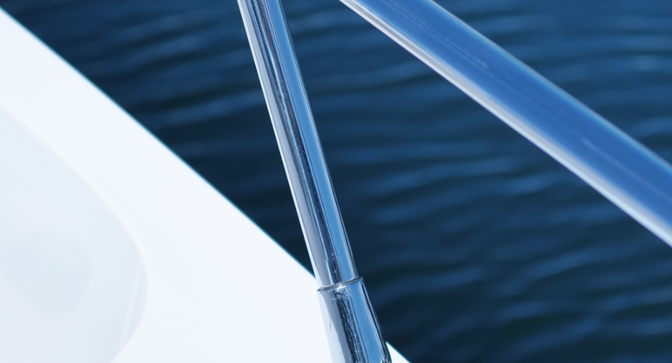 selene boat railing about calm blue water scenic view