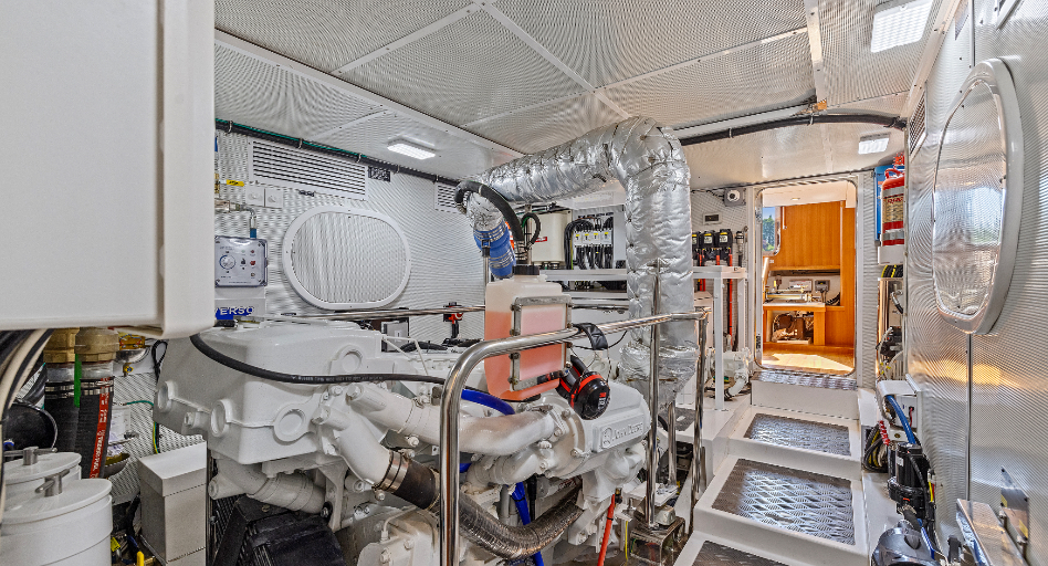 engine room metallic surfaces intricate piping