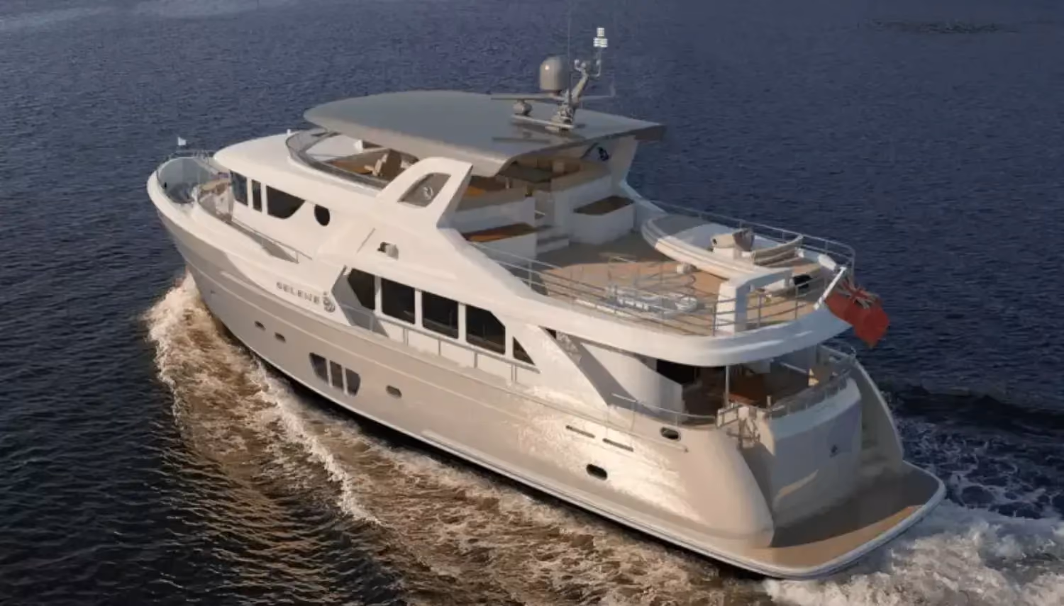 Long-range yachts with a sleek modern design, multiple decks, and ample outdoor lounging space cruising through calm open waters.