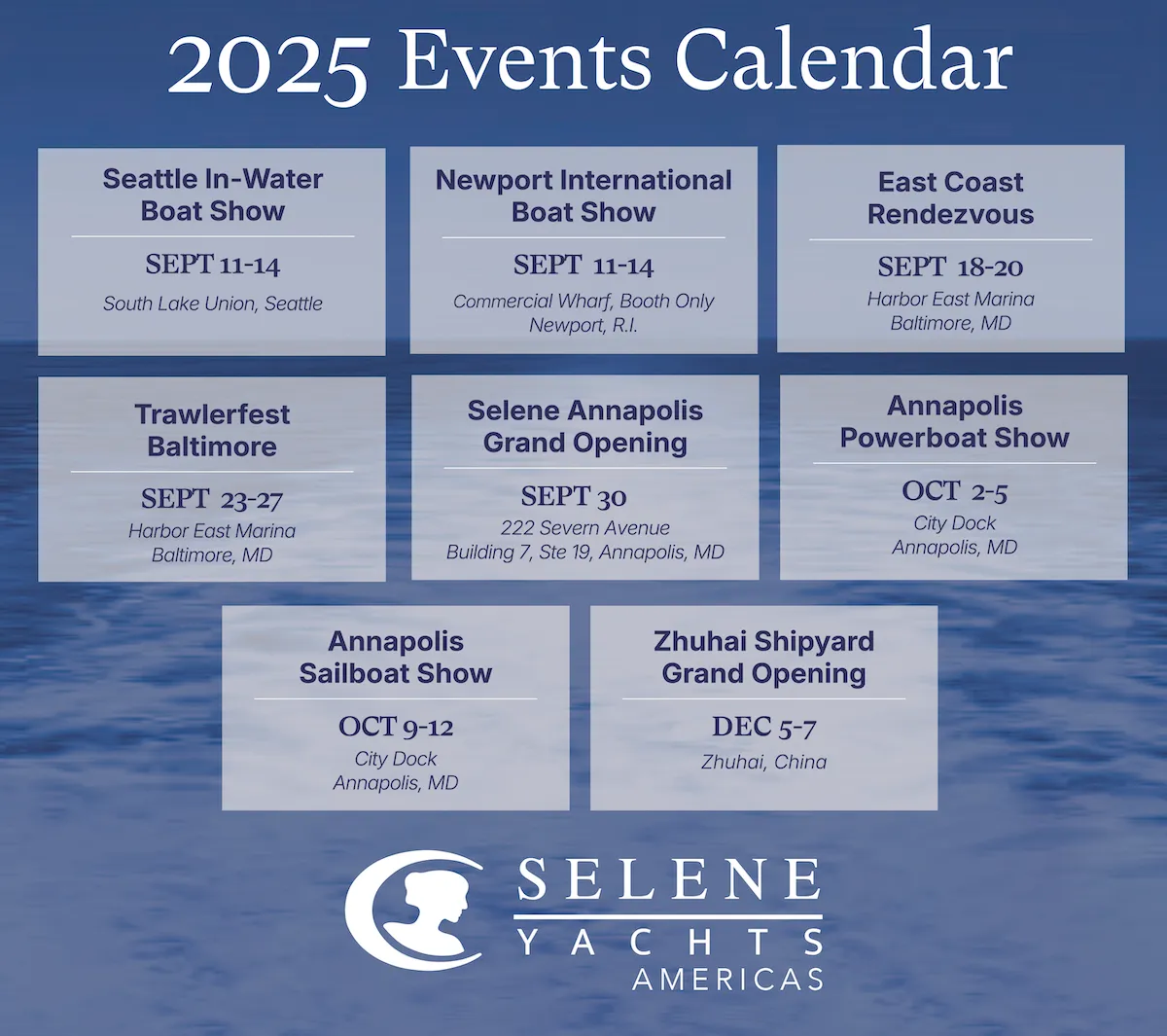 2025 Selene Yachts Boat Shows, Owner Rendezvous & Special Events