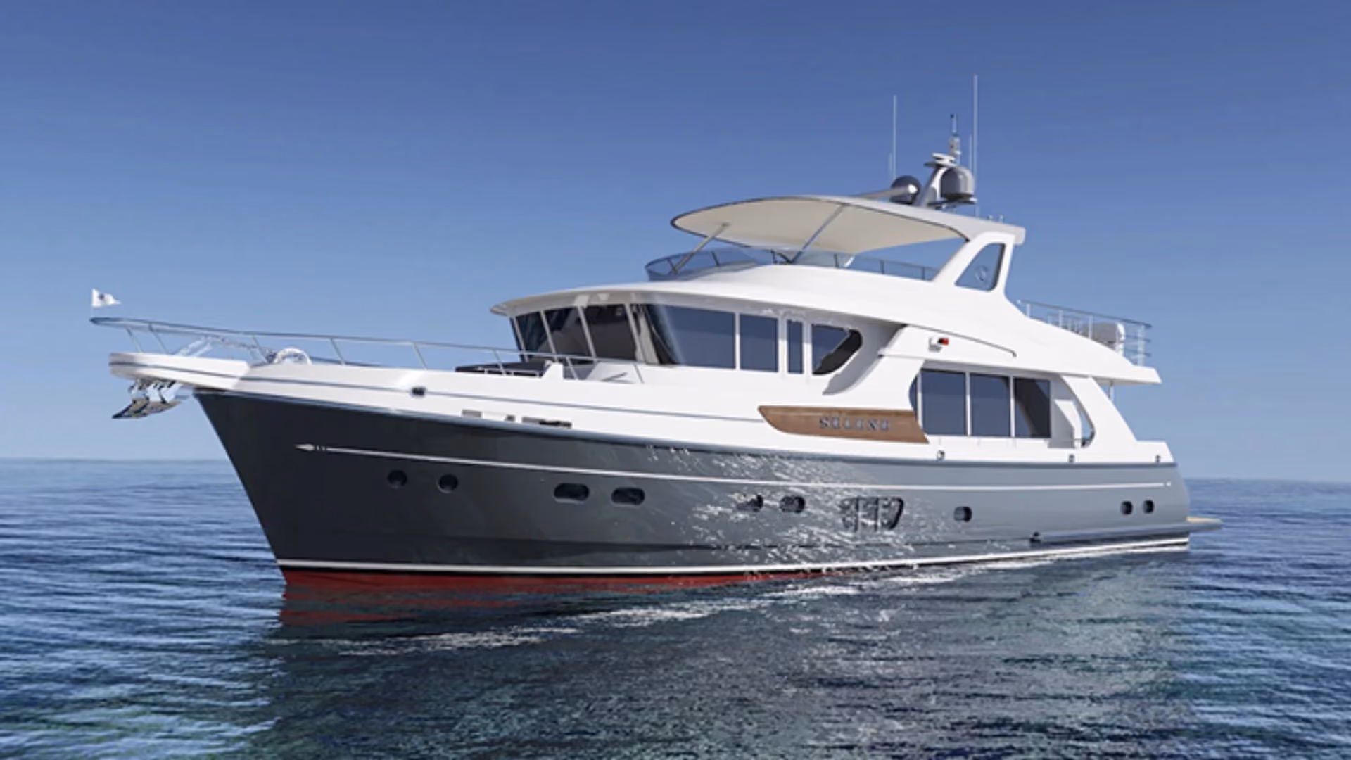 72 Ocean Luxury yacht sailing on crystal clear blue water