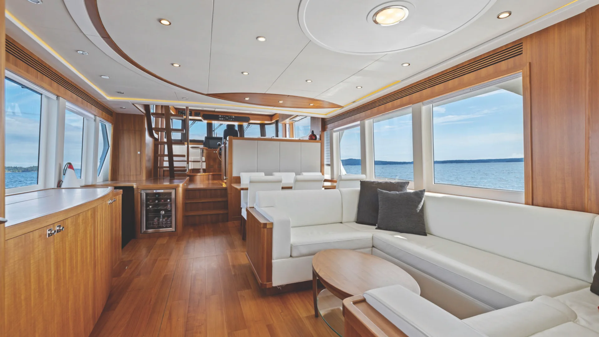 60 ocean luxurious yacht interior white seating large windows