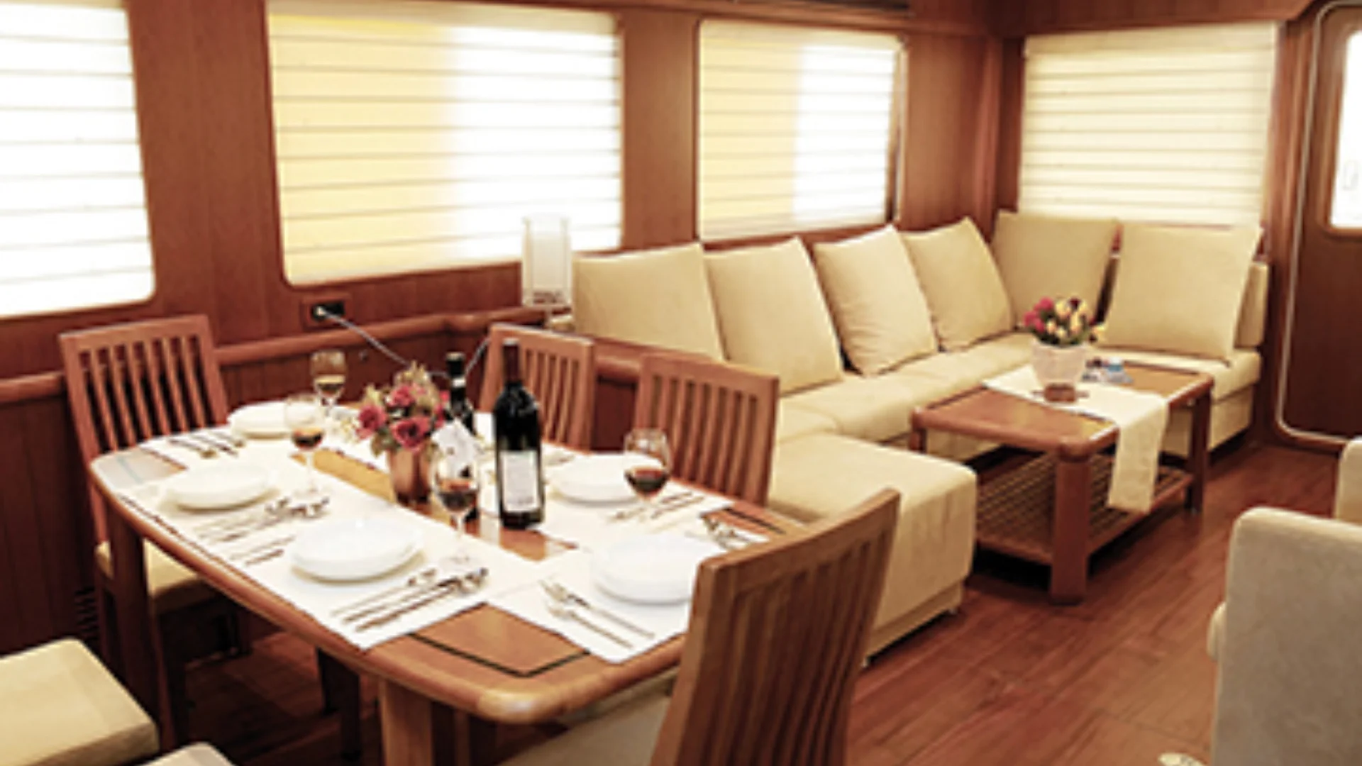 66 classic luxurious yacht interior with dining plush seating