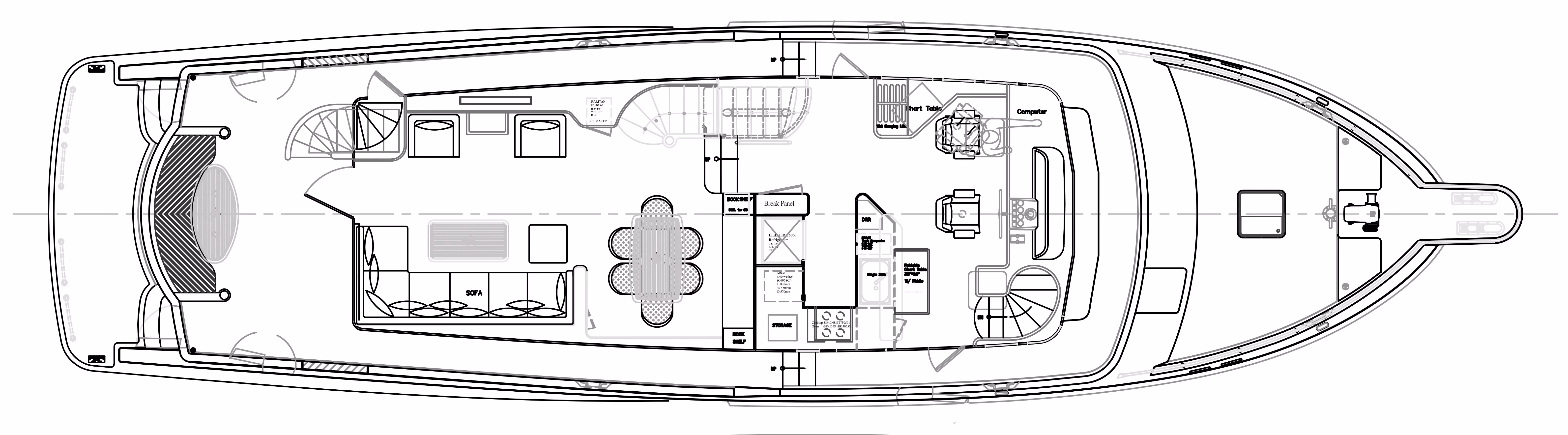 66 classic main body galley up two decks layout