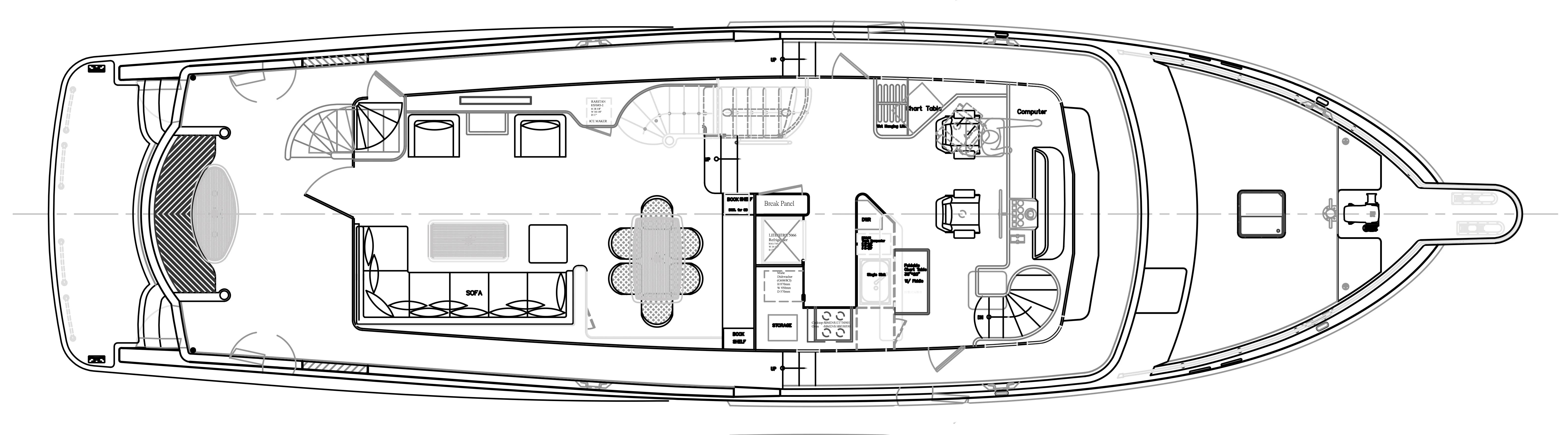 66 classic main body galley up two decks layout