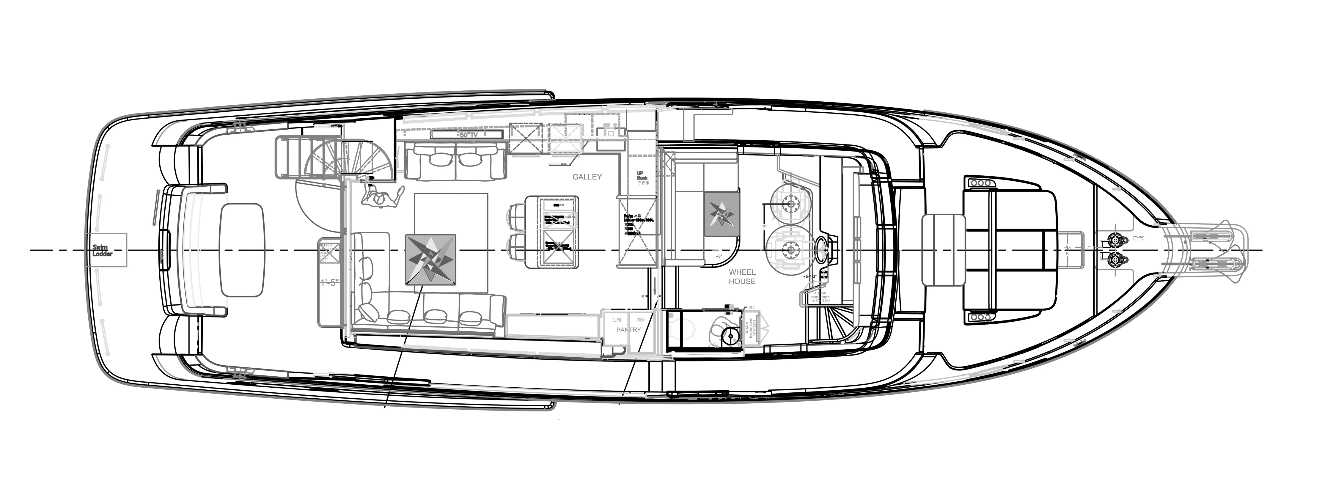 64 ocean main deck wide body layout