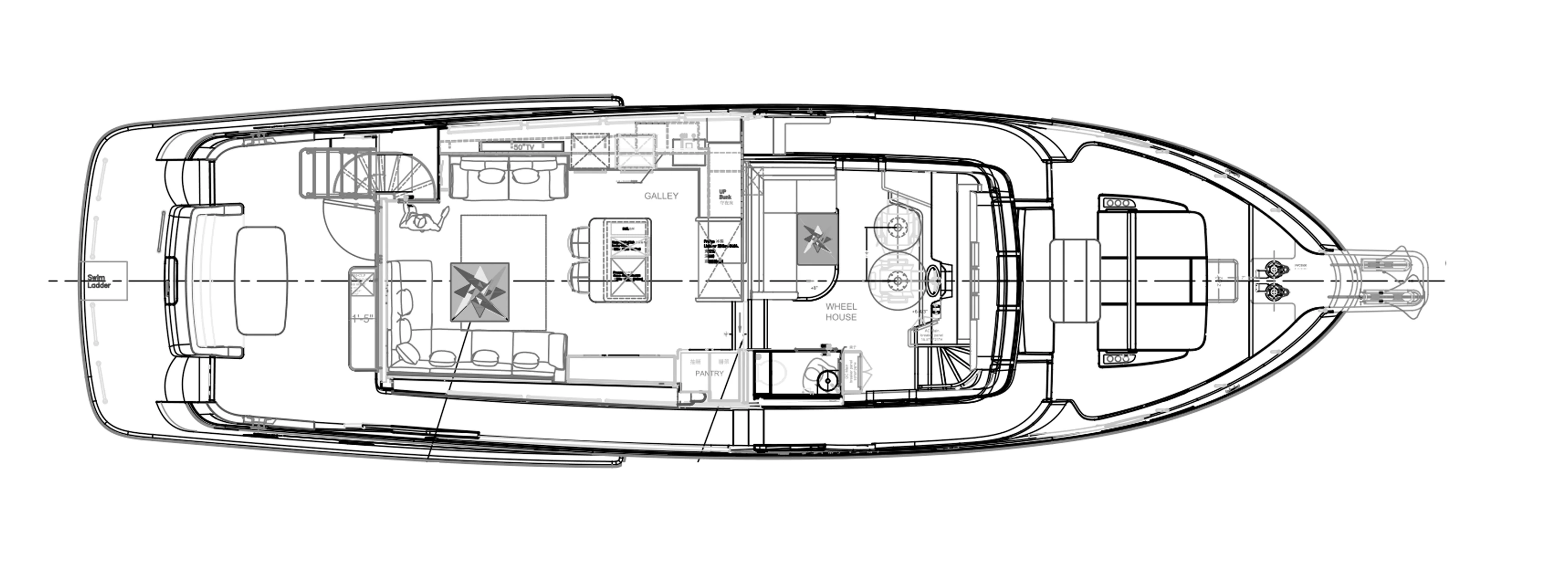 62 classic wide body galley down layout
