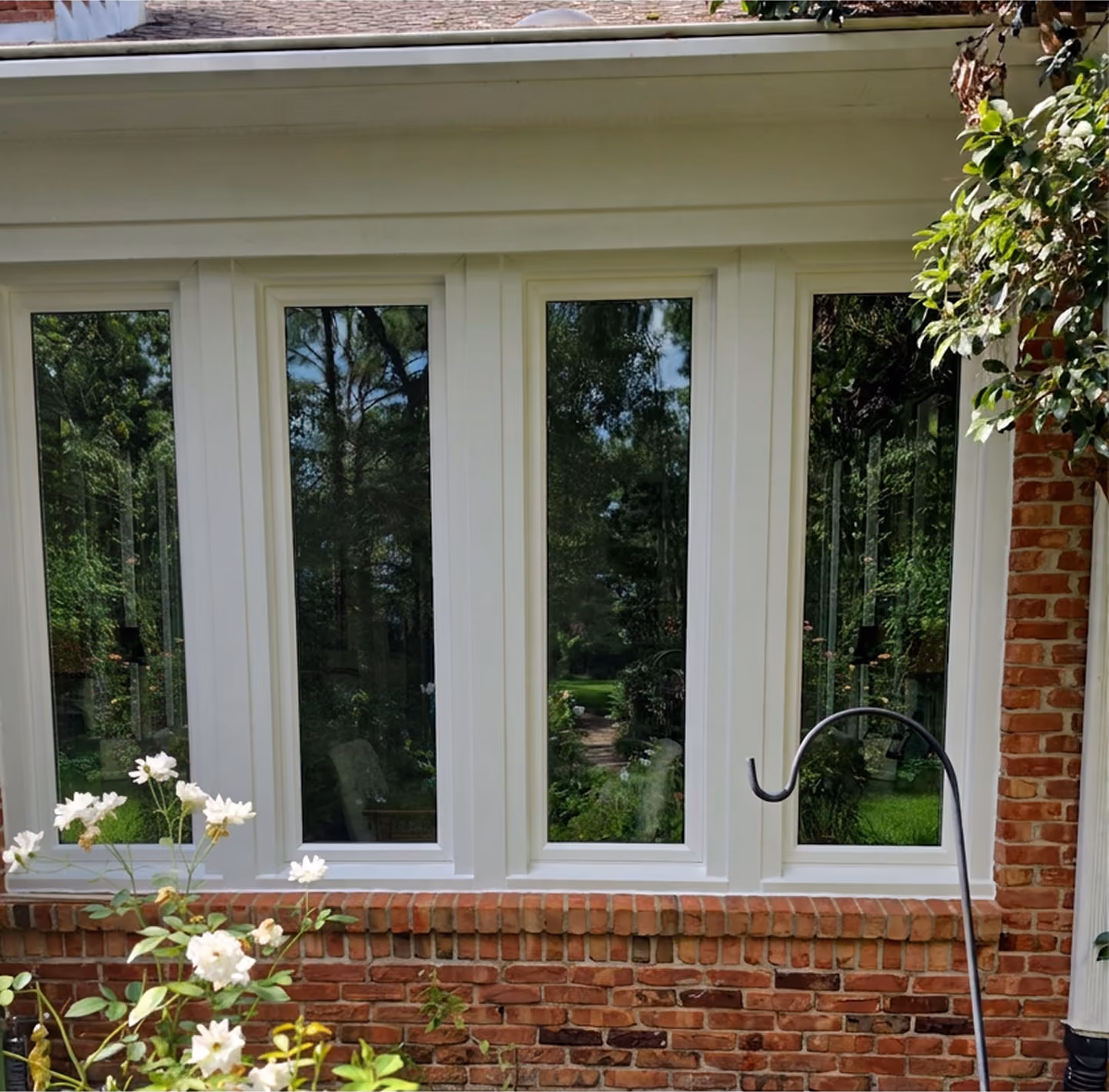 Therma-Tru Classic-Craft mahogany grain entry door with sidelites and transom in Vestavia Hills