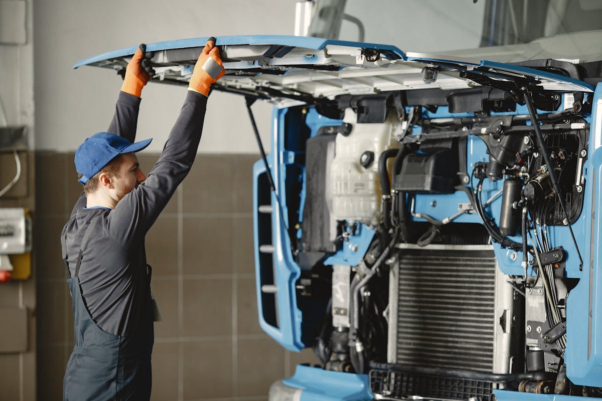 Signs of radiator trouble in a diesel truck.