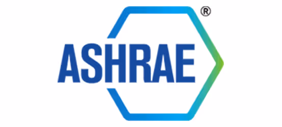 ASHRAE logo with blue and green hexagonal design and registered trademark