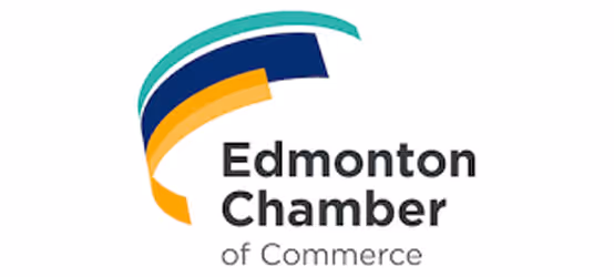 Edmonton Chamber of Commerce logo with curved colorful stripes