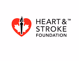 Heart and Stroke Foundation logo with red heart and medical torch symbol