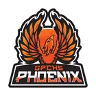 Fiery phoenix logo with orange and black wings spread dramatically