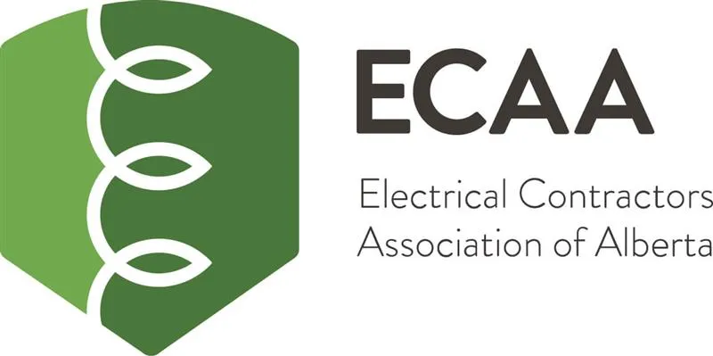 ECAA logo with green shield and interconnected electrical coil design