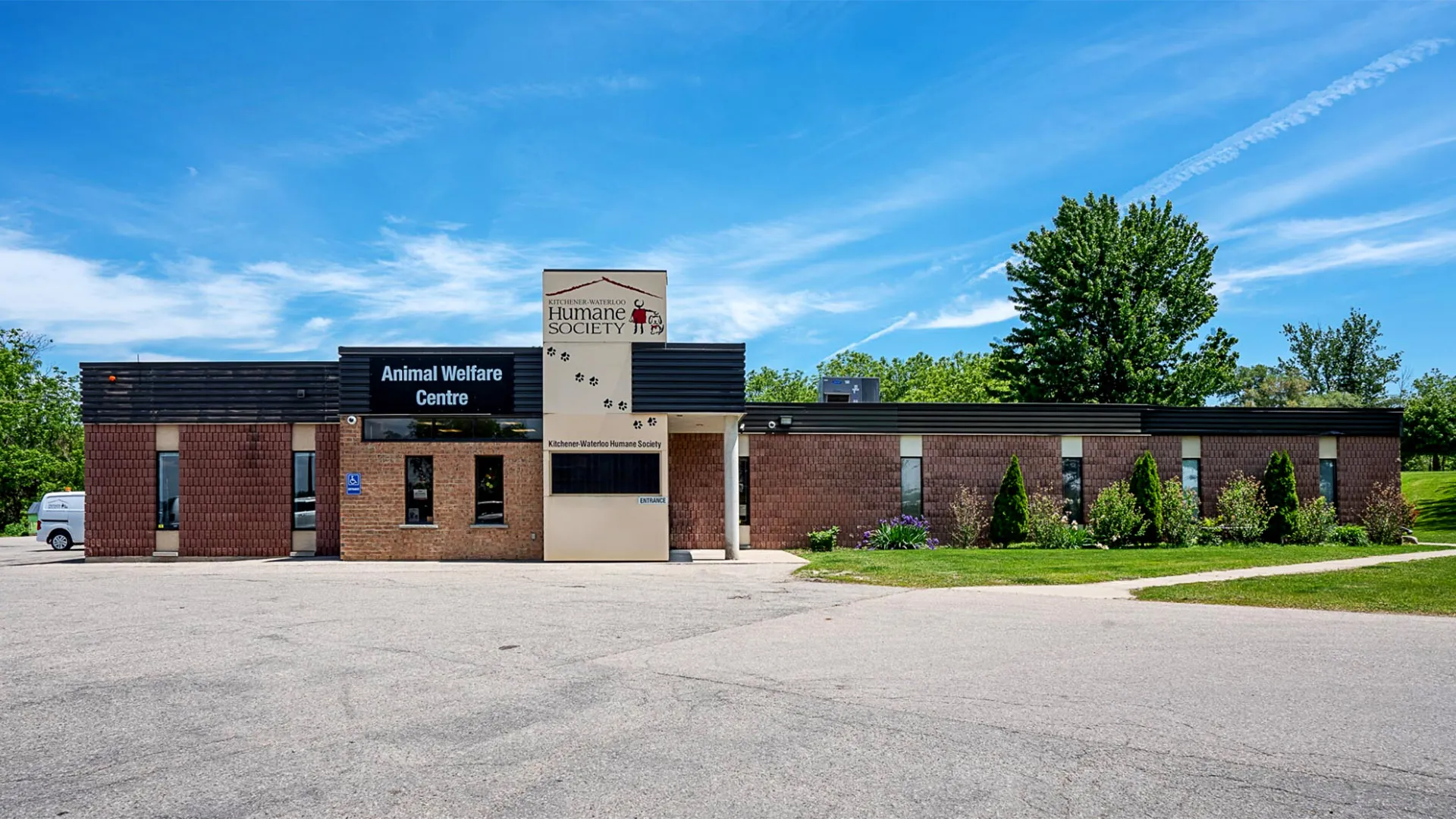 Kitchener-Waterloo Humane Society Animal Welfare Centre on a sunny day