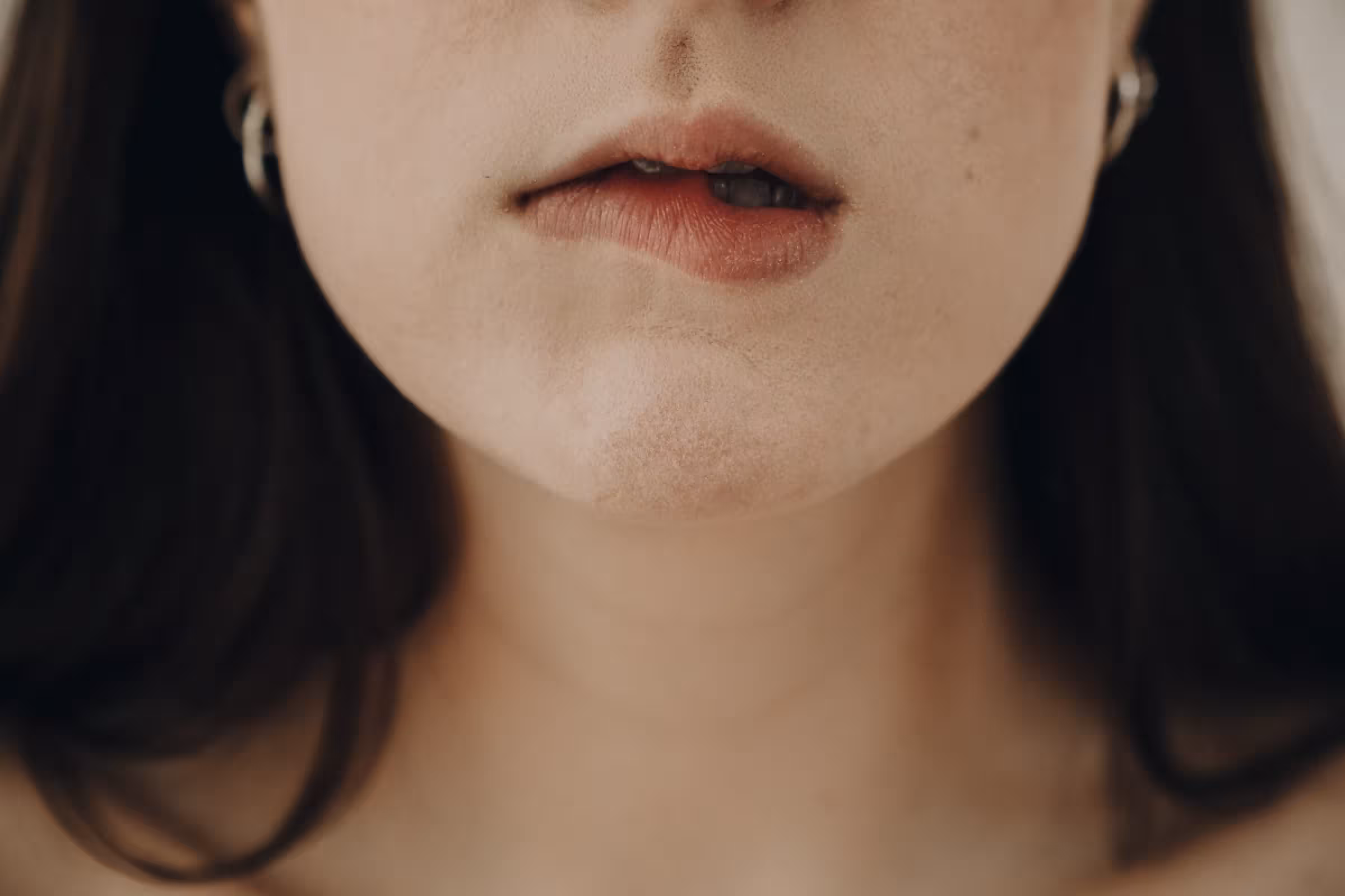 Woman's mouth up close
