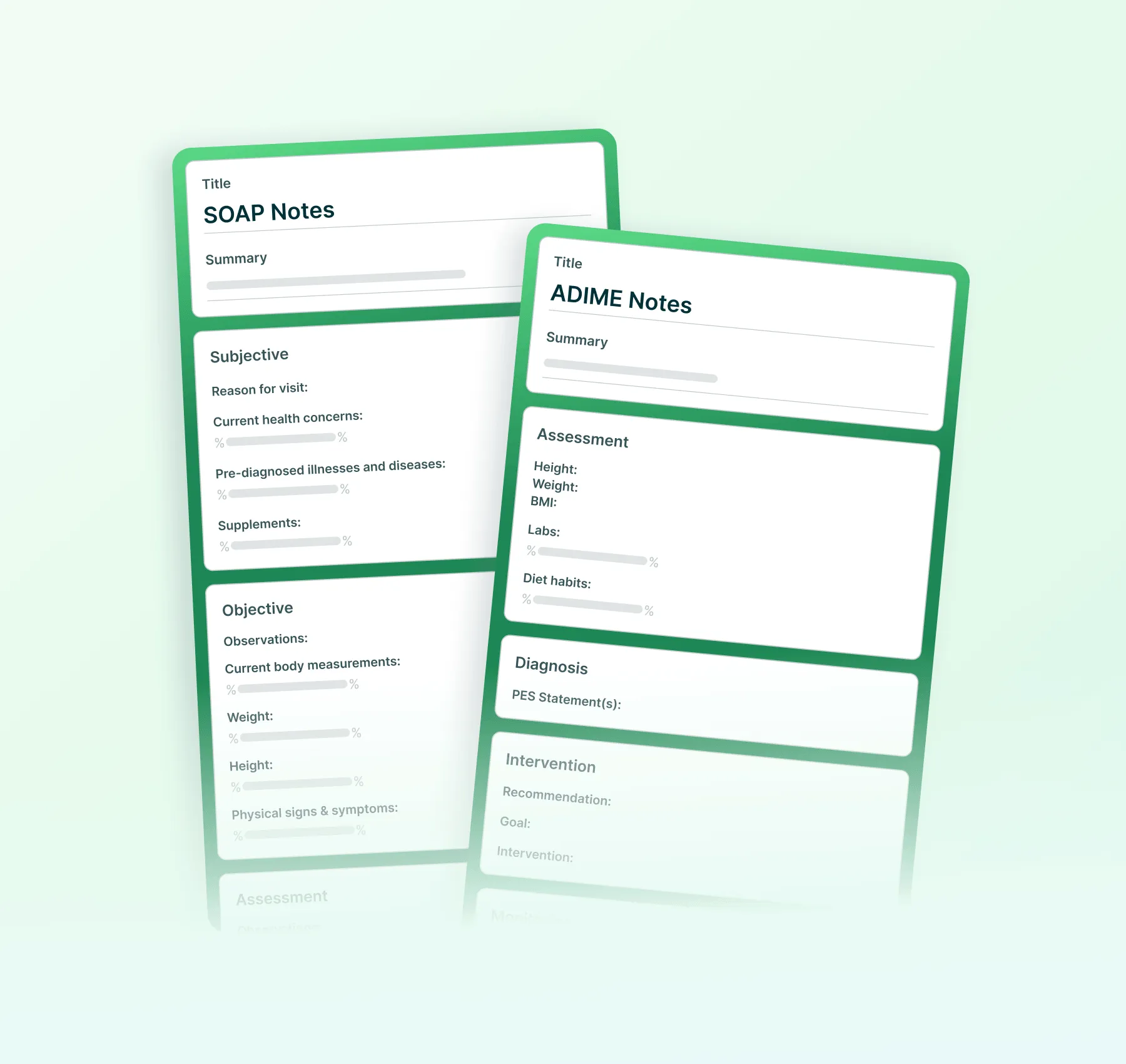 SOAP and ADIME note templates