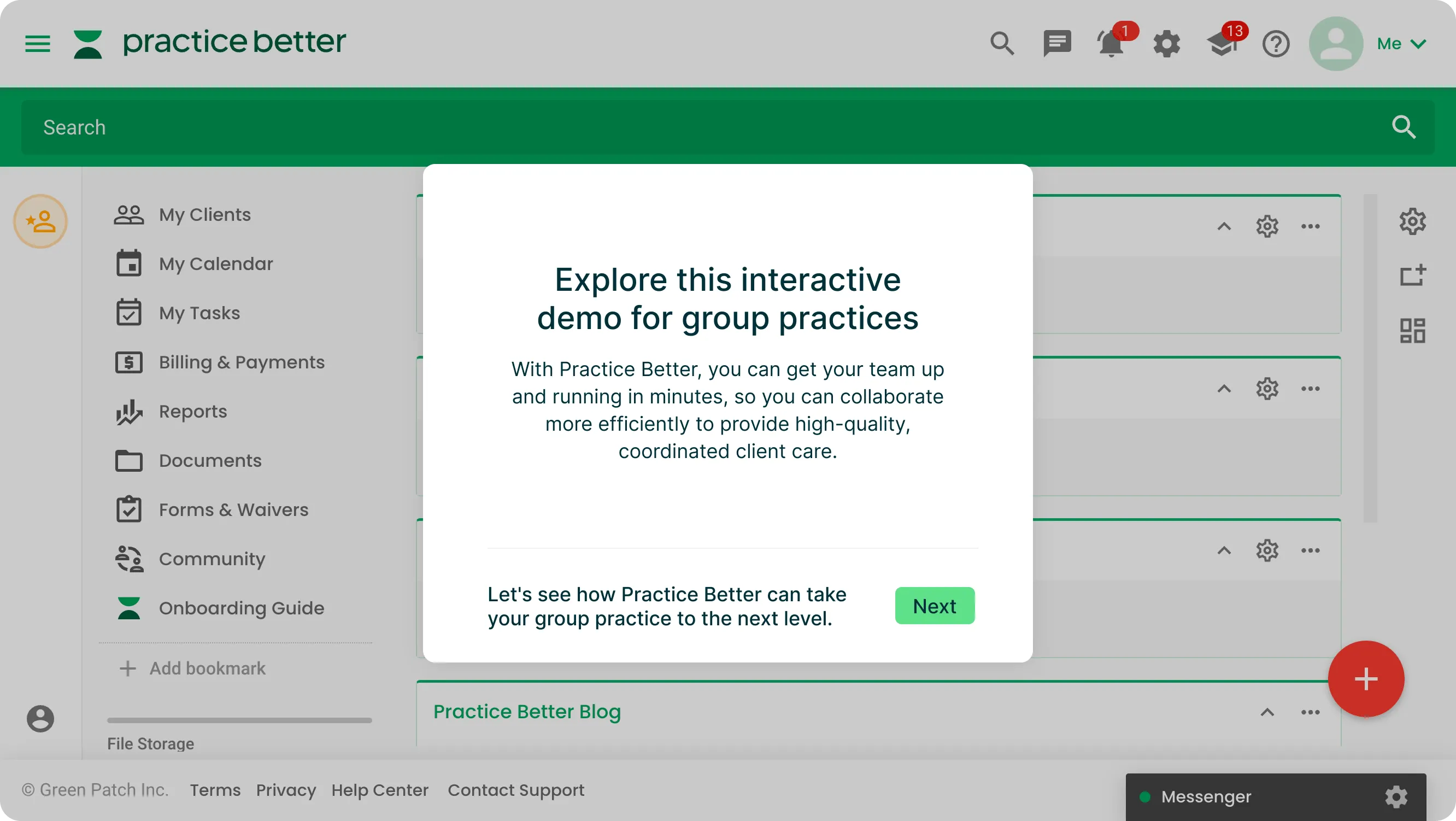 Interactive demo for group practices — click to launch