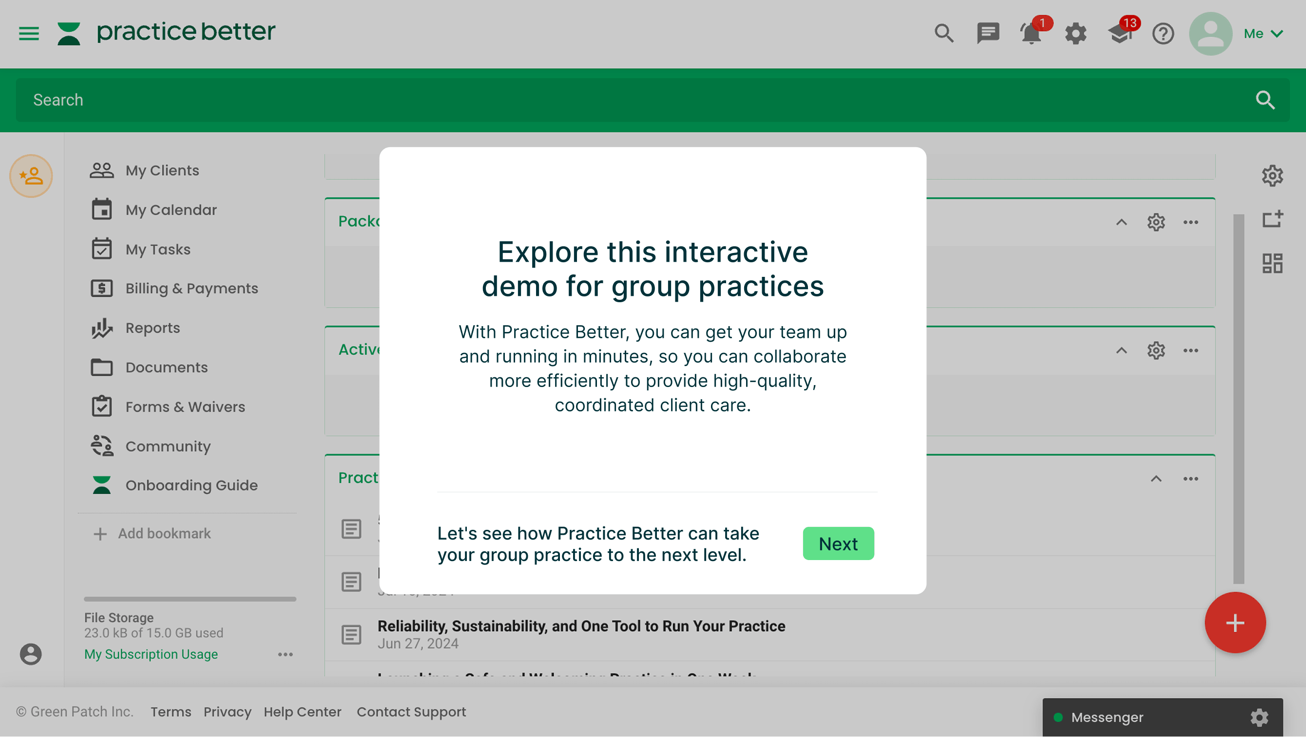 Interactive demo for group practices — click to launch