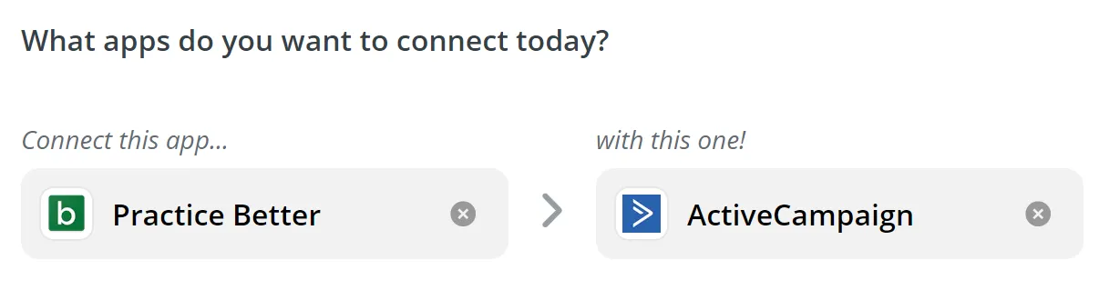 Connect Apps - Practice Better: Zapier