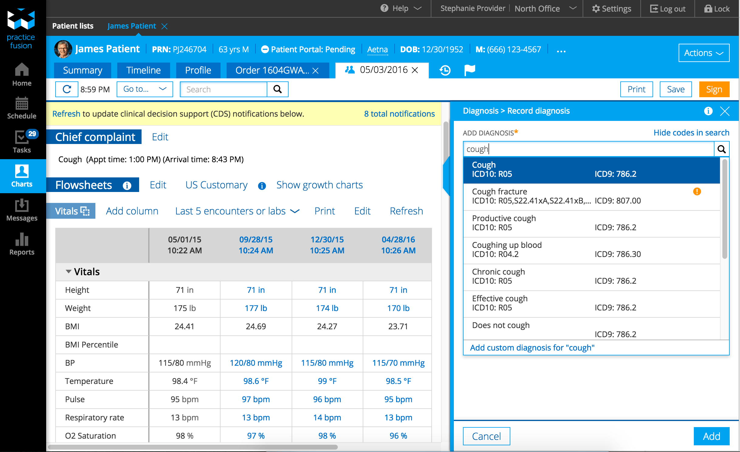Practice Fusion EHR dashboard