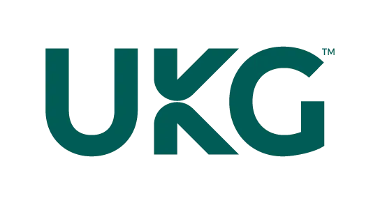 UKG logo in dark teal color.