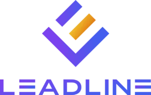 Leadline brand logo with stylized purple and orange geometric symbol above the text.