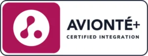 Avionté+ Certified Integration badge with logo on a white background.
