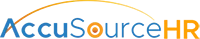 AccuSourceHR logo with orange and blue text and a stylized swoosh above.