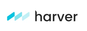 Harver company logo with three blue slanted bars left of lowercase text.