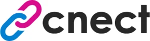 cnect logo with linked pink and blue chain links symbol