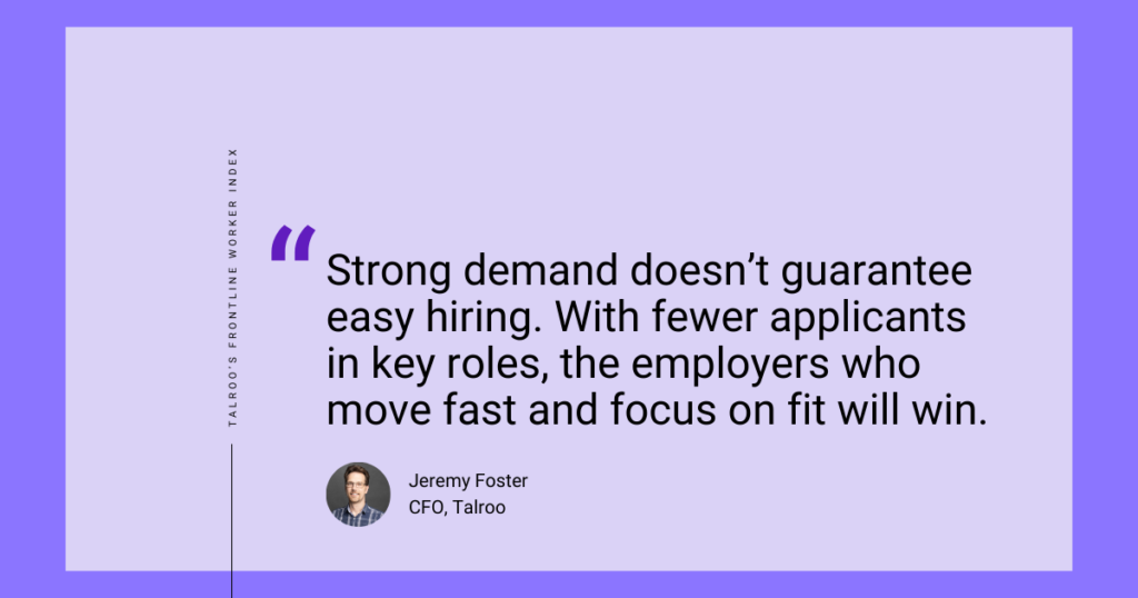 Quote by Jeremy Foster stating strong demand doesn’t guarantee easy hiring; fast, focused employers win.