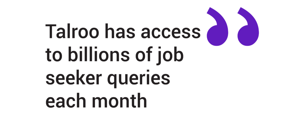 Talroo has access to billions of job seeker queries each month.