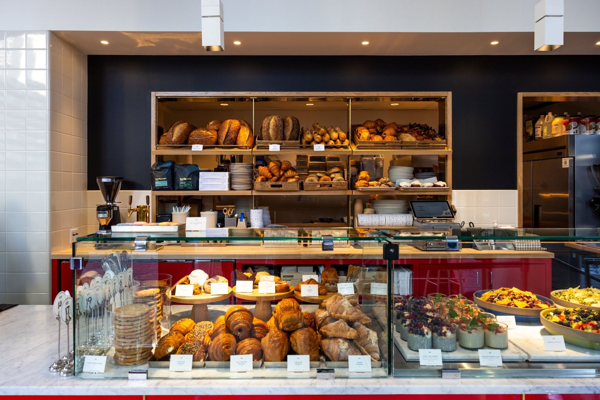 The pastry case full of various freshly baked pastries and ready-to-eat foods at Swedish Hill Downtown