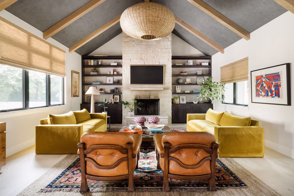 Custom designed cozy residential living room 