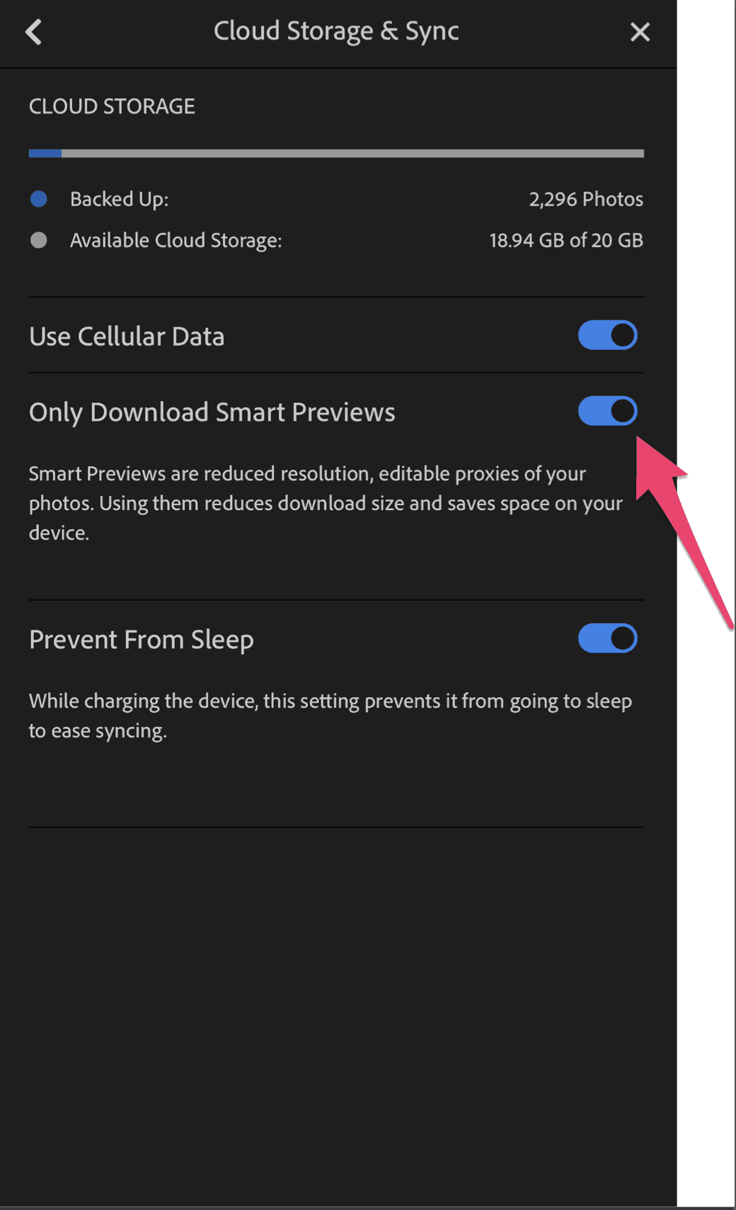 smart previews in lightroom mobile