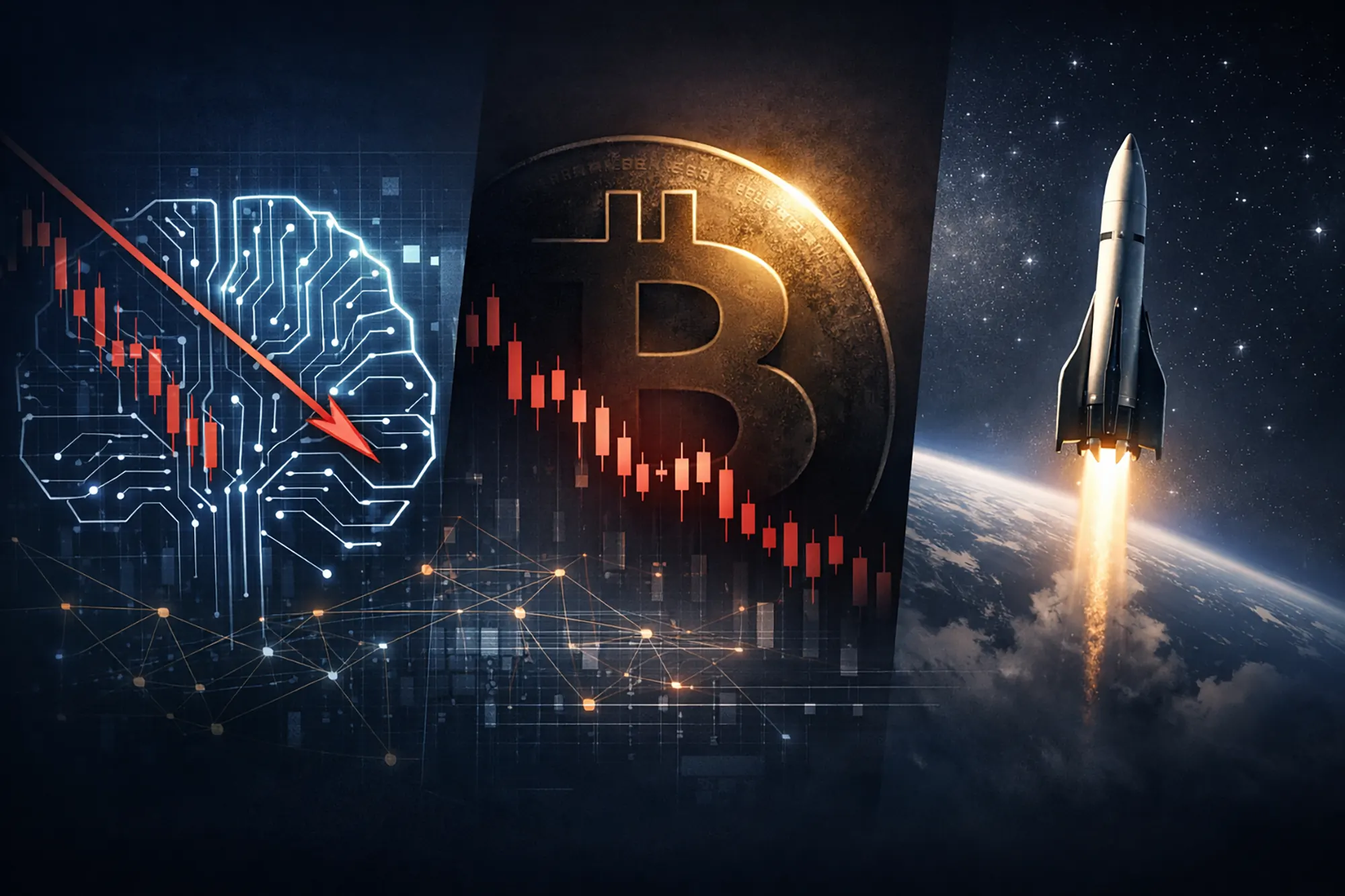 AI šokuje valuace softwaru, Bitcoin padá a SpaceX míří na IPO: týdenní tržní přehled