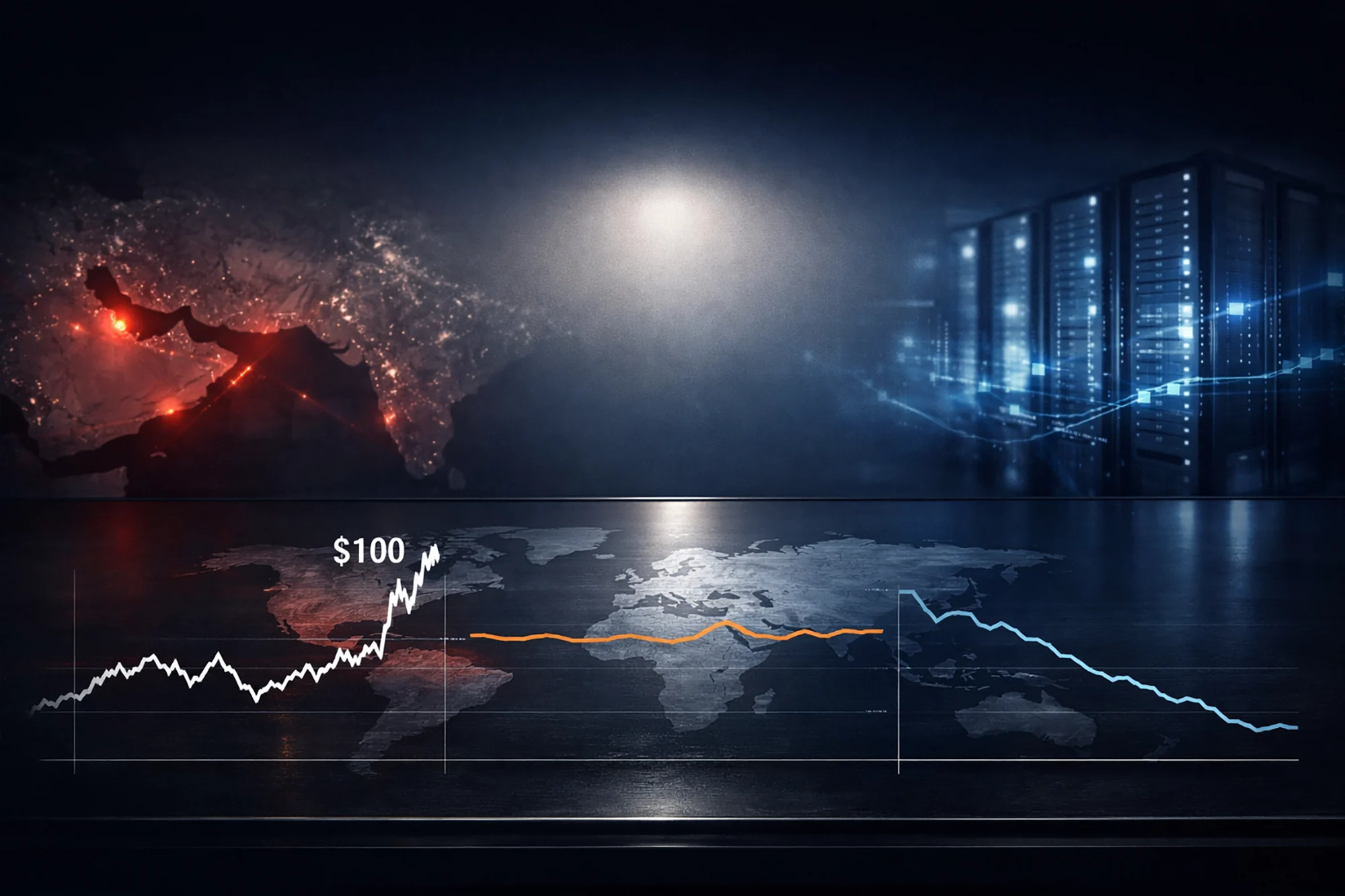 Geopolitika, ropa nad $100 a AI otřesy: Shrnutí týdne na trzích