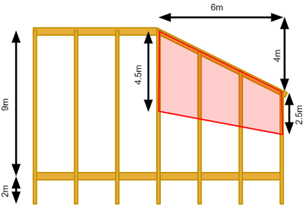 A diagram showing a structure with skewed beam